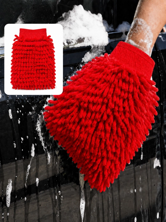 Avtomobil va uy tozalash uchun ikki tomonlama mikrofiber qo‘lqop, pushti rang