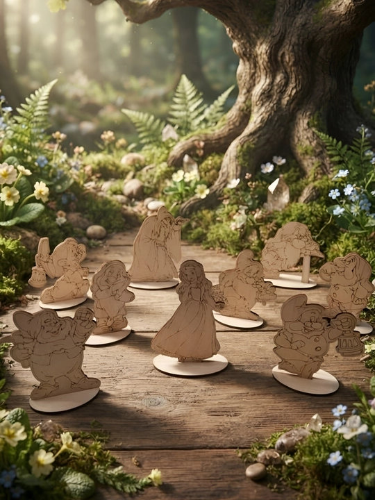 Oppog‘oy va 7 ta gnomning tagliklardagi ertagi, bo‘yash uchun 9 ta shakl - 