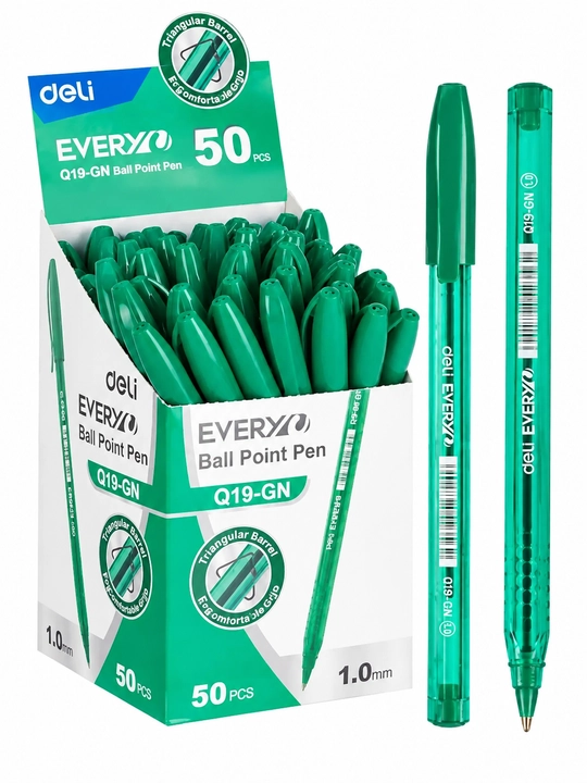 Ruchka Deli EQ19-GN, 1,0 mm sharikli (yashil siyoh) 50 dona - 