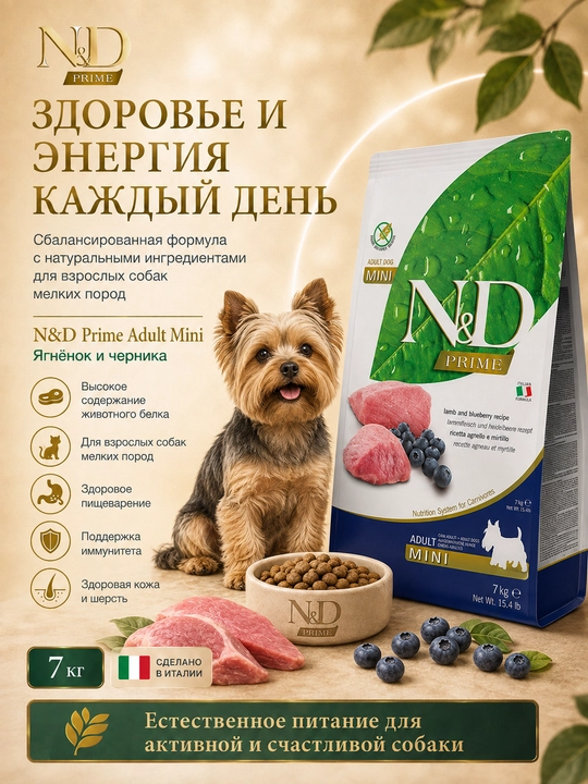 Farmina ND Primeitlar uchun quruq oziq-ovqat mini zotli qo'zichoq 7 kg - 