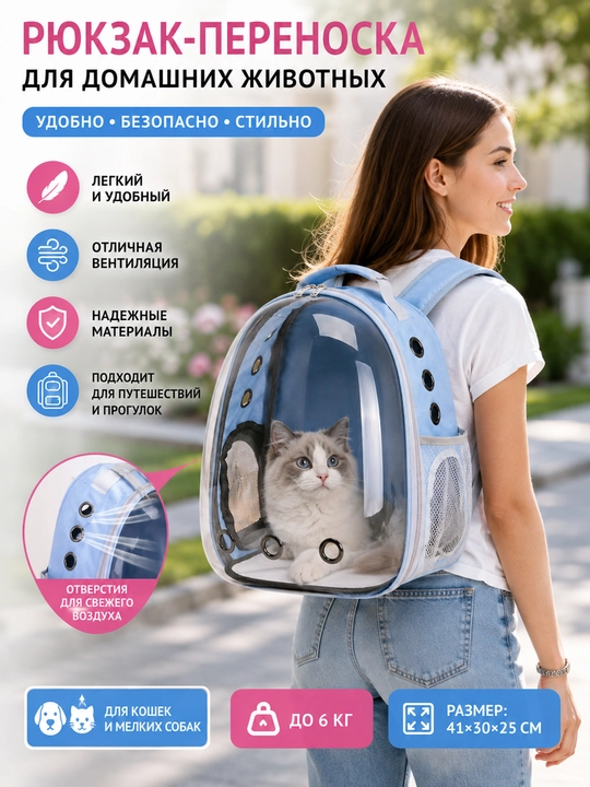 Рюкзак-переноска для кошек и собак - 