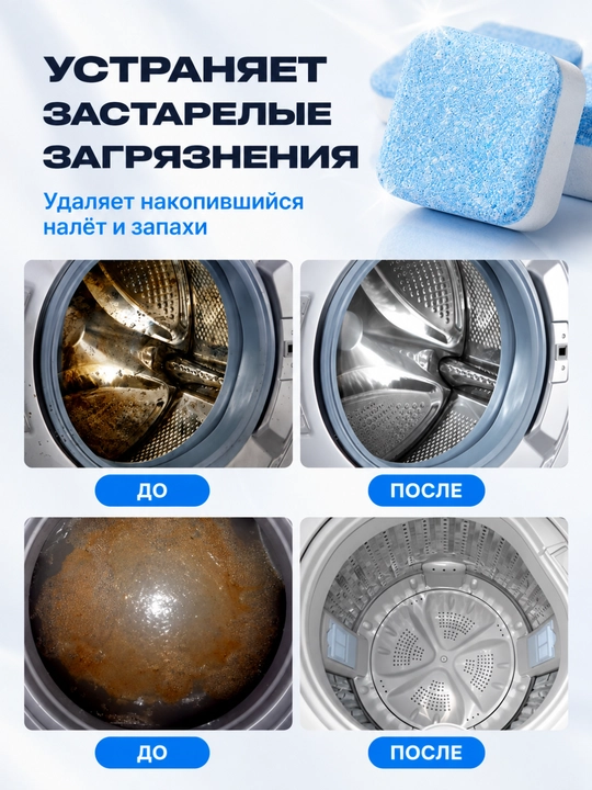 Таблетки для очистки барабана стиральной машины от грязи, накипи и запаха, 12–36 штук