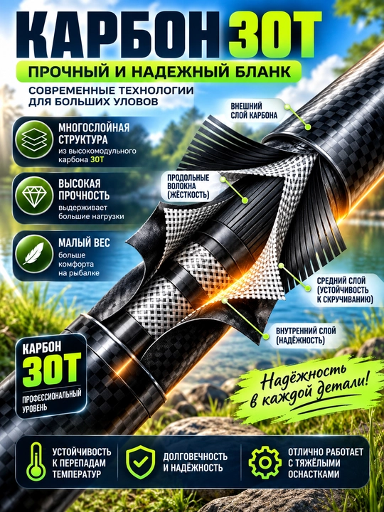 Карповое телескопическое удилище Tele Carp