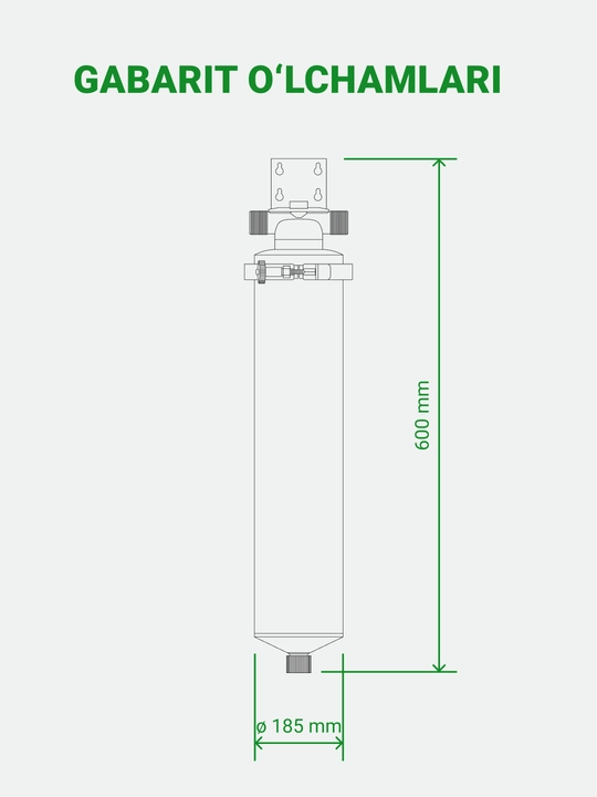 Zanglamaydigan po‘latdan tayyorlangan Geyser Premier 20BB 1" magistral filtr korpusi