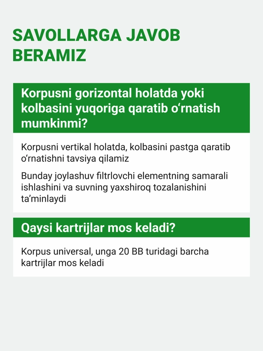 Zanglamaydigan po‘latdan tayyorlangan Geyser Premier 20BB 1" magistral filtr korpusi
