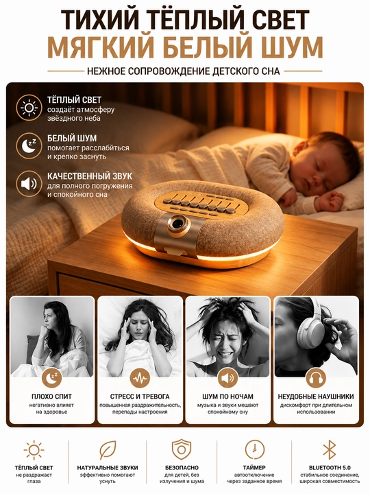 Проектор звёздного неба с подсветкой KUANGXIANG — ночник и Bluetooth-колонка