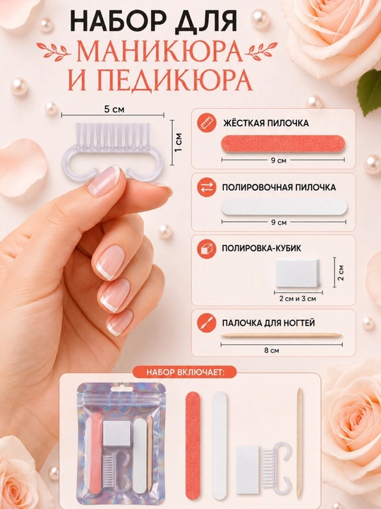 Набор пилочек для маникюра и педикюра, 5 предметов 100/180 ГРИТ - 