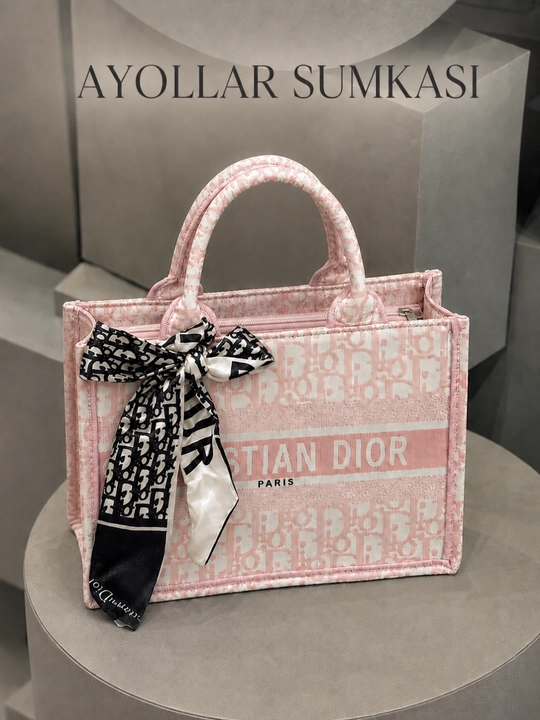 Женская сумка с узором и надписью Christian Dior, с двумя ручками