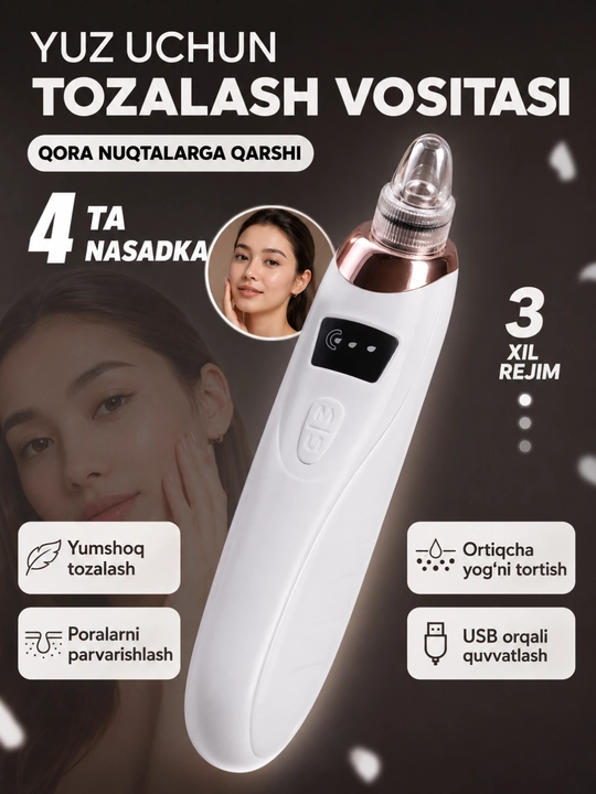 Vakuumli g‘ovak tozalagich, yuzni qora nuqtalardan tozalash uchun apparat