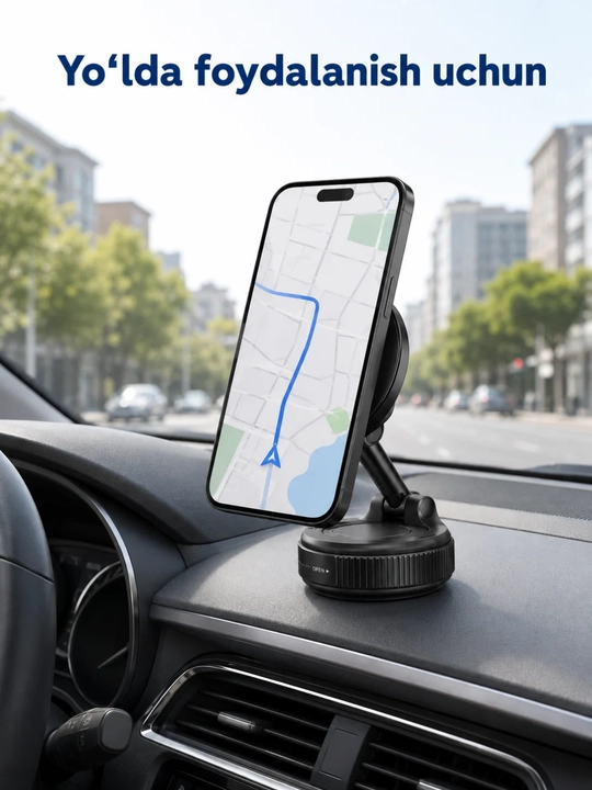 Vakuumli magnitli telefon tutqichi, 360° aylanadigan, yig‘iladigan pastavka pastafka
