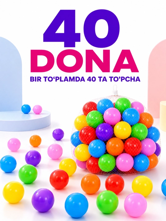 7 sm rangli toplar bolalar o‘yin sharlari –  koptok , 10, 20, 30, 40, 50, 100 dona