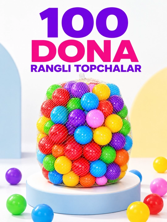7 sm rangli toplar bolalar o‘yin sharlari –  koptok , 10, 20, 30, 40, 50, 100 dona
