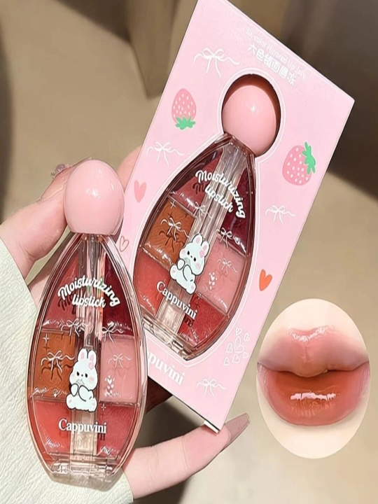 "Moisturizing Lipstick" -lab bo‘yog‘i, yaltiroq, 6 tasi 1 tada pomada - 