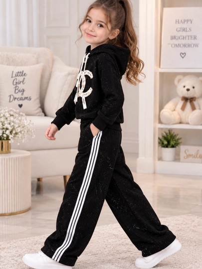 Костюм двойка для девочки, худи и широкие брюки, спортивка, 4-6 лет