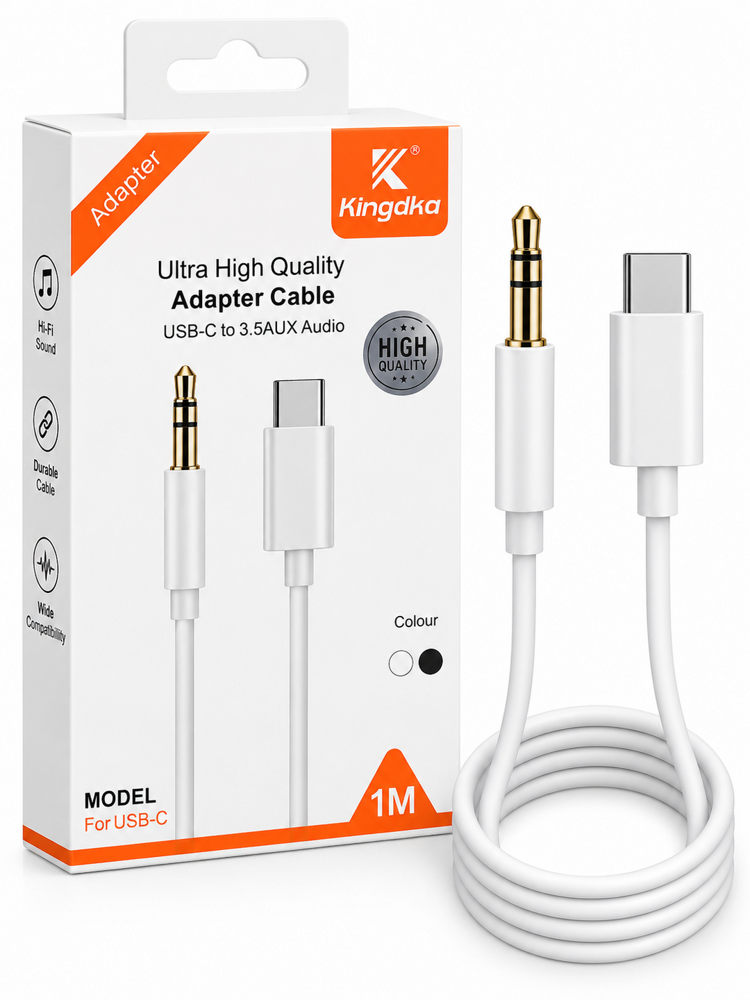 Kingdka USB-C dan 3.5 mm AUX audio adapter kabeli, 1 m - 