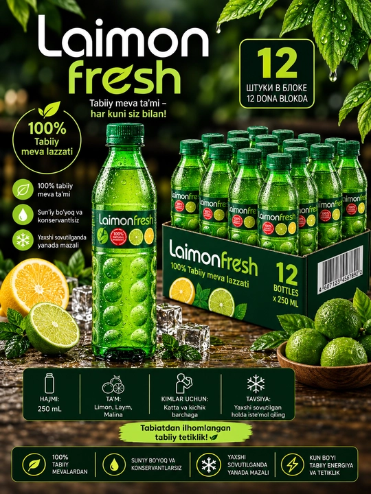 Среднегазированный напиток Laimon fresh, 250 мл 12 штук - 