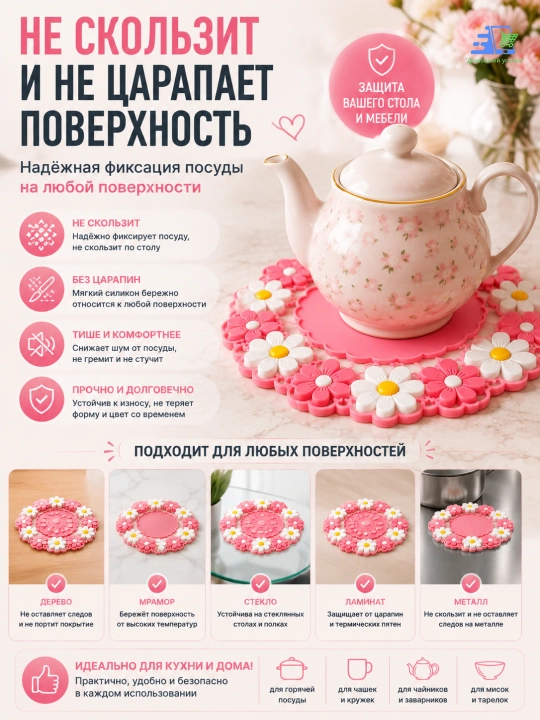 Подставка под горячее (термостойкая подставка для посуды)