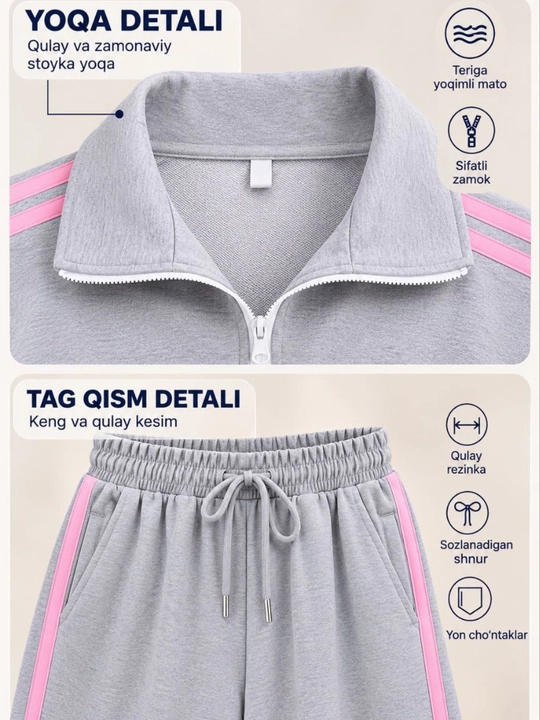 Ayollar sportivkasi, sport kostyumi, ayollar kiyimi, zamonaviy sport kiyim