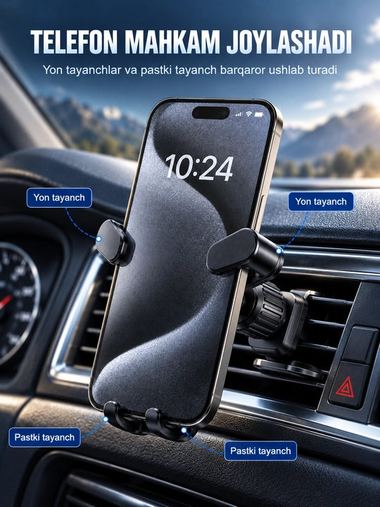 Avtomobilda telefon tutqichi, telefon mahkamlagichi