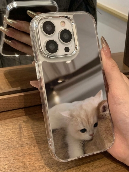 Чехол с зеркалом и принтом для iPhone - 