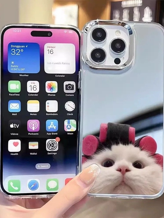 Чехол с зеркалом и принтом для iPhone