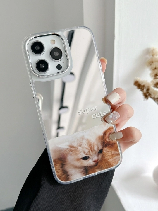 Чехол с зеркалом и принтом для iPhone