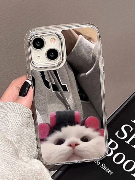 Чехол с зеркалом и принтом для iPhone