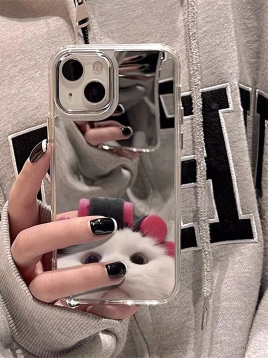 Чехол с зеркалом и принтом для iPhone
