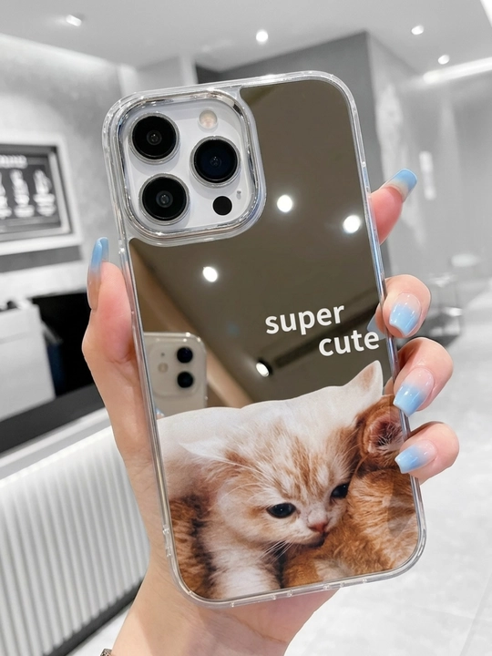Чехол с зеркалом и принтом для iPhone