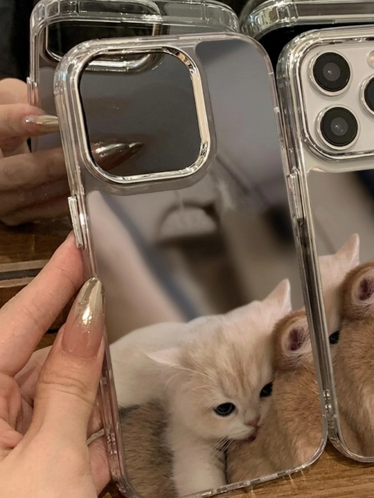 Чехол с зеркалом и принтом для iPhone