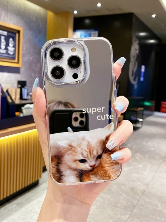 Чехол с зеркалом и принтом для iPhone