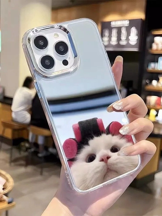 Чехол с зеркалом и принтом для iPhone
