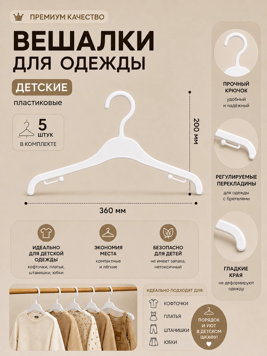 Детские вешалки. В упаковке 5 шт - 