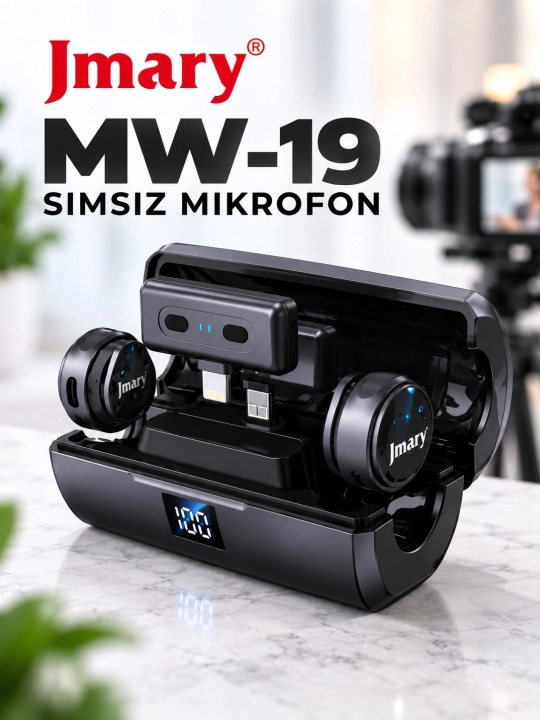 Jmary MW-19 беспроводной микрофон, 2 микрофона, шумоподавление для видео, влога и интервью - 
