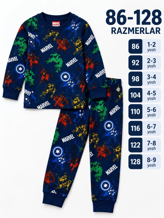 1-8 yoshli bolalar uchun uzun yengli yumshoq pijama