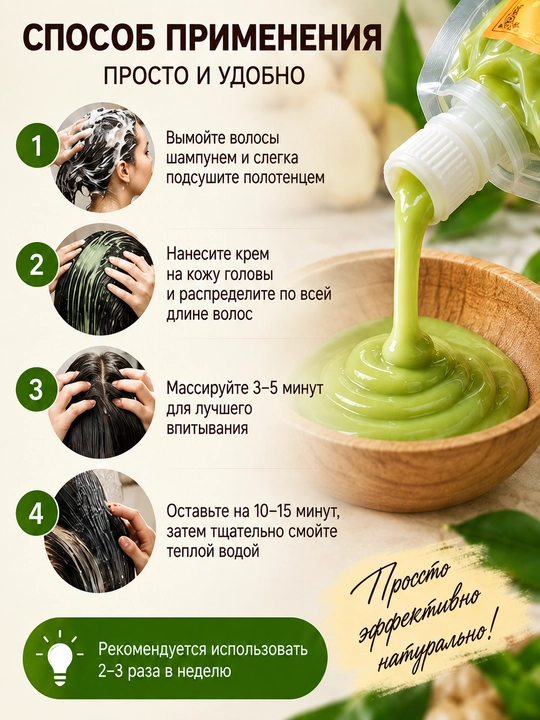 Массажный крем для волос с имбирём Flower Ginger, 500 мл