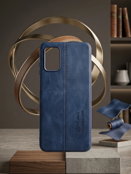 Samsung Galaxy A03s uchun g‘ilof, ko‘k, teri ko‘rinishida