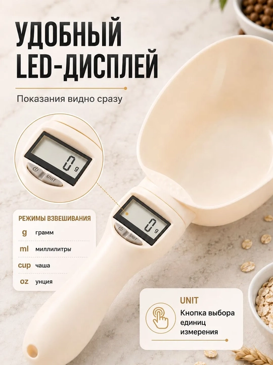 Raqamli displeyli elektron o‘lchov qoshiq-tarozi 800 g 250 ml