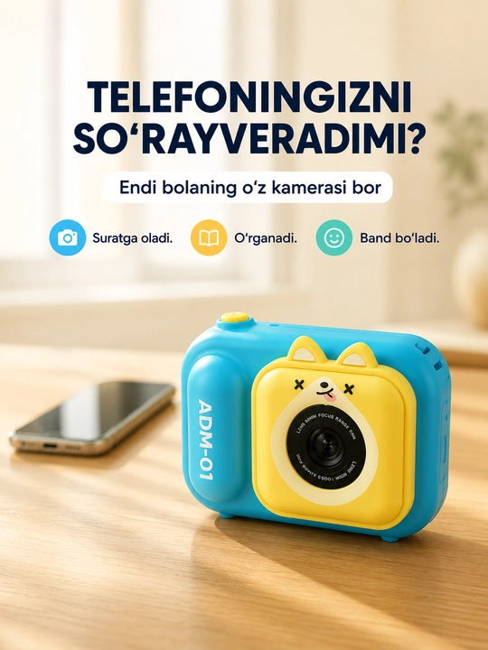 ADM-01 zamonaviy bolalar fotoapparati, bolalar uchun raqamli kamera,qiziqarli fotokamera