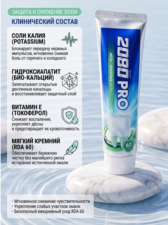 Зубная паста для взрослых от 12 лет отбеливающая зубы и десны Dr.clinic 2080, Корея 120 мл