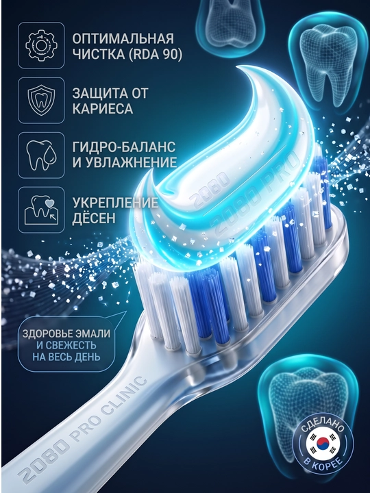 Зубная паста для взрослых от 12 лет отбеливающая зубы и десны Dr.clinic 2080, Корея 120 мл