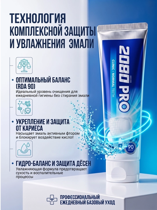 Зубная паста для взрослых от 12 лет отбеливающая зубы и десны Dr.clinic 2080, Корея 120 мл