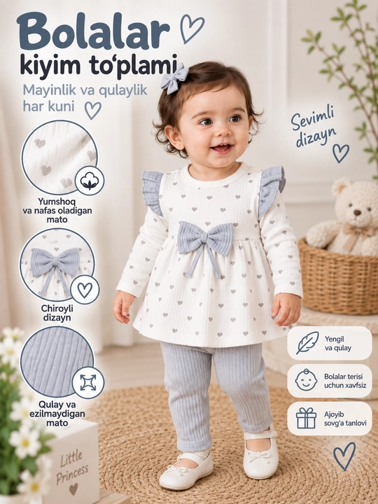 Осенний комплект для девочек - красивое платье и леггинсы - 