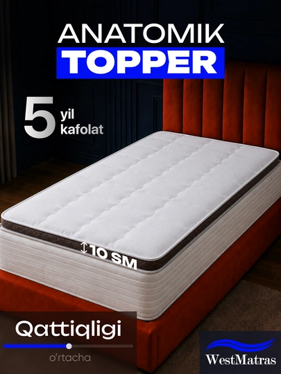 West Home CloudRest Topper 10sm – Cloud HB Jakard premium uyqu texnologiyasi 5 yil kafolat - 
