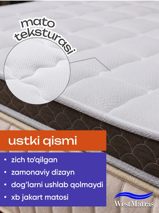 West Home CloudRest Topper 10sm – Cloud HB Jakard premium uyqu texnologiyasi 5 yil kafolat