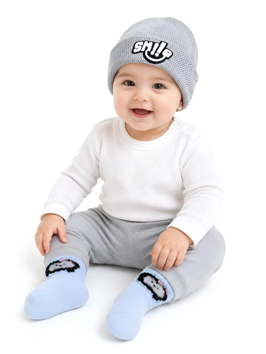 Комплект из шапочки и носочка для новорожденного, мягкие осенние шапочки и носочки