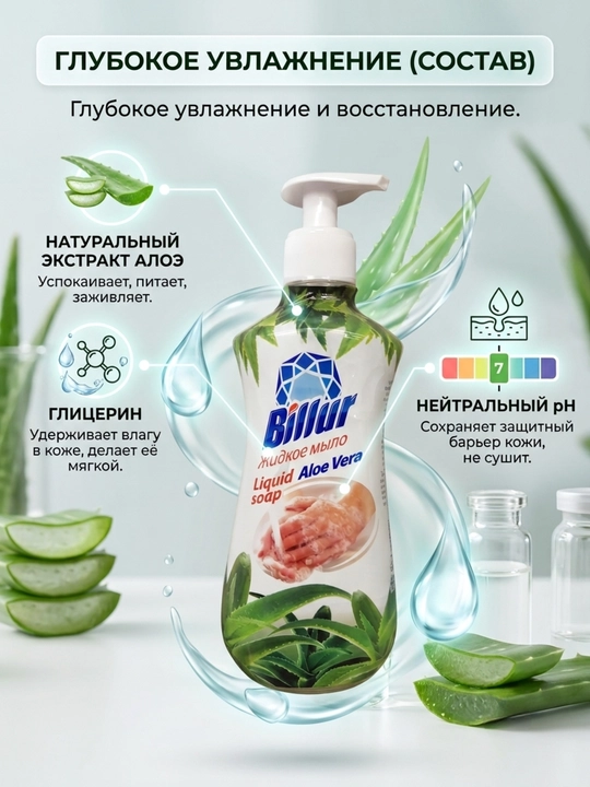 Жидкое мыло для рук Billur «Экзотик», с глицерином и дозатором, увлажняющее, 490 г