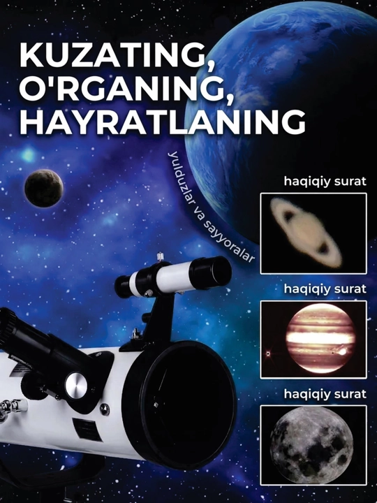 Astronomik teleskop F70076, yulduzlar va sayyoralarni kuzatish uchun reflektor