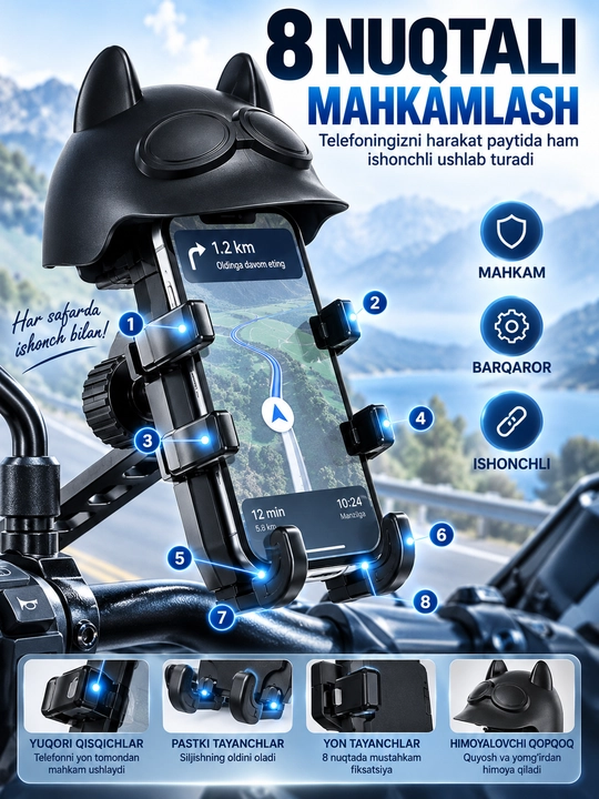 Avtomobilda telefon tutqichi, telefon mahkamlagichi