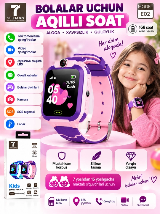 SMART WATCH Bolalar smart soati SIM kartada ishlaydi - 